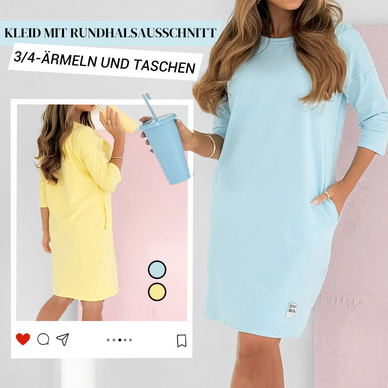 Elena | Vestido con escote redondo y mangas