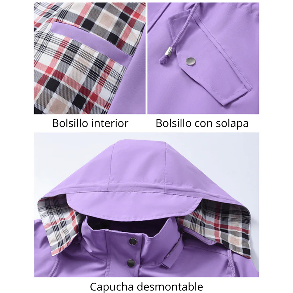 Olivia - Chaqueta impermeable con forro de cuadros