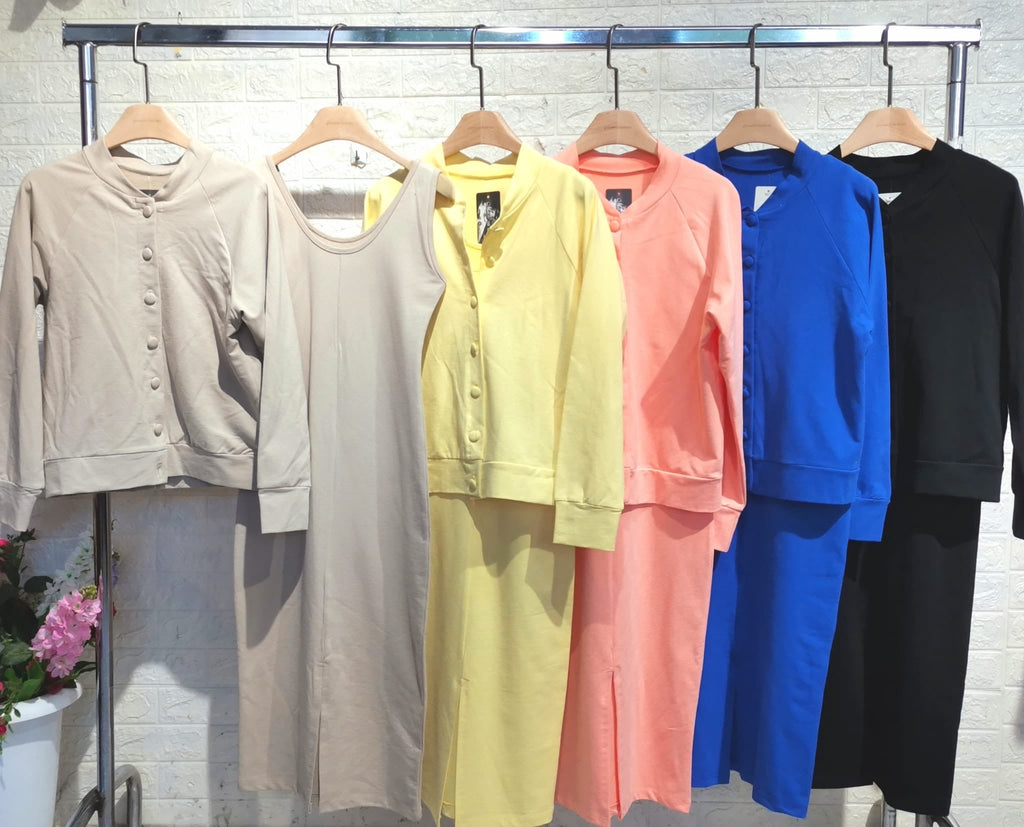 Karin™ | Vestido midi acanalado + Chaqueta bomber