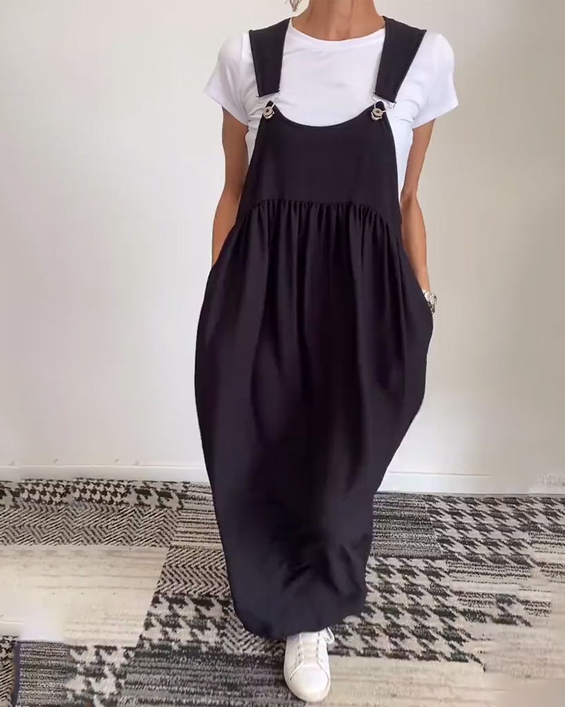 Alicia | Vestido informal de color liso con tirantes