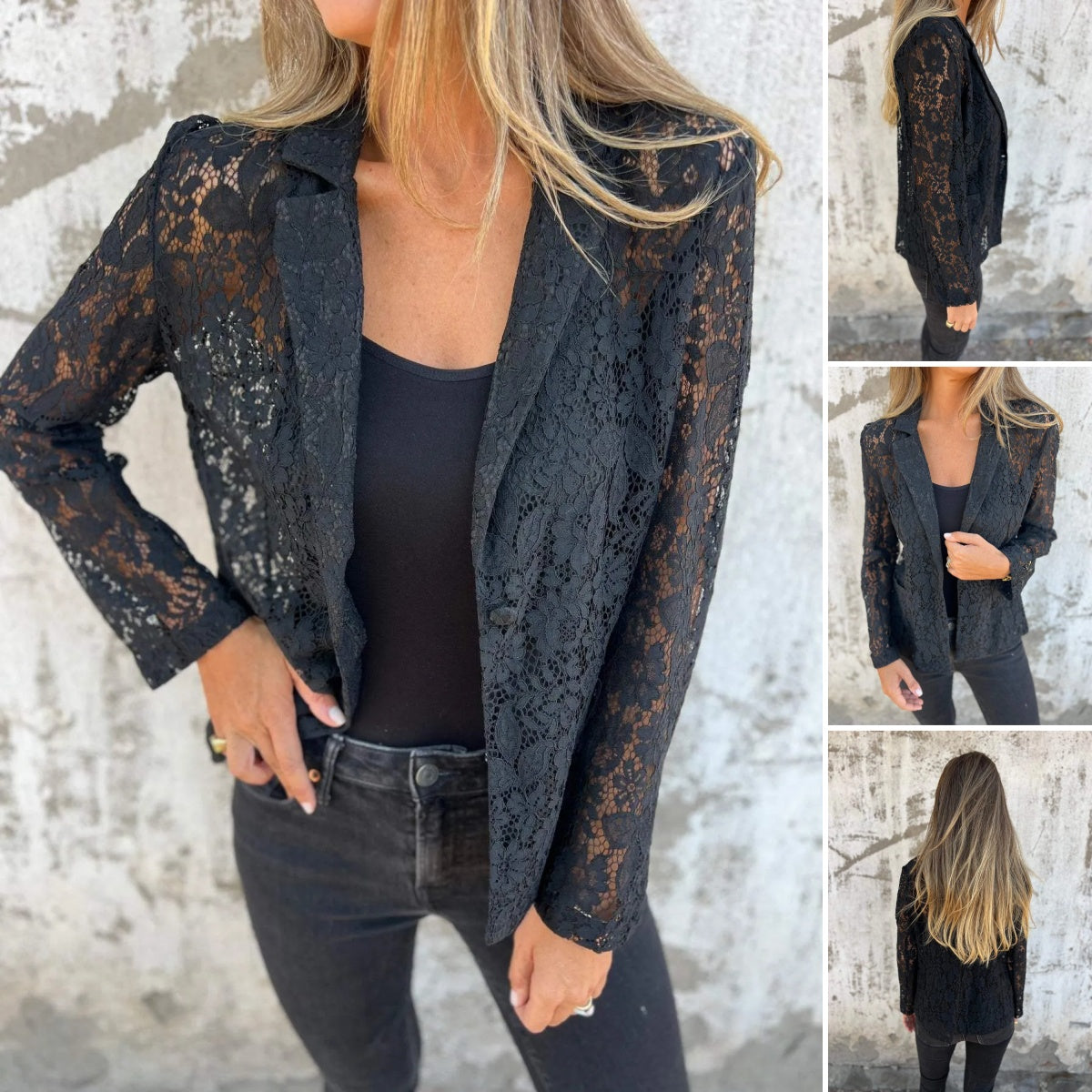 Laura | Blazer con malla de encaje